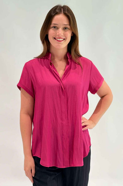Mela Purdie - Soft Stand Shirt in Magenta