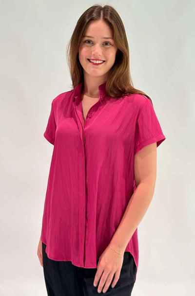 Mela Purdie - Soft Stand Shirt in Magenta