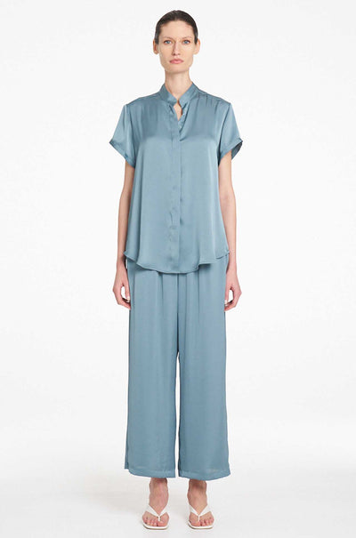 Mela Purdie - Soft Stand Shirt in Mirror Satin