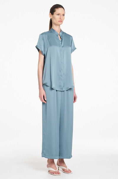 Mela Purdie - Soft Stand Shirt in Mirror Satin