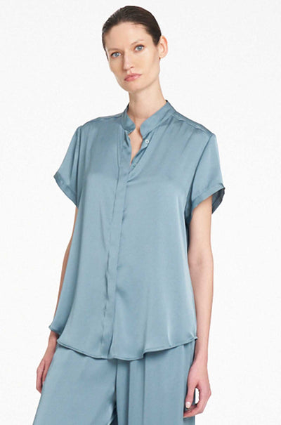 Mela Purdie - Soft Stand Shirt in Mirror Satin