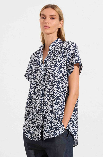 Mela Purdie - Soft Stand Shirt in Quill Print