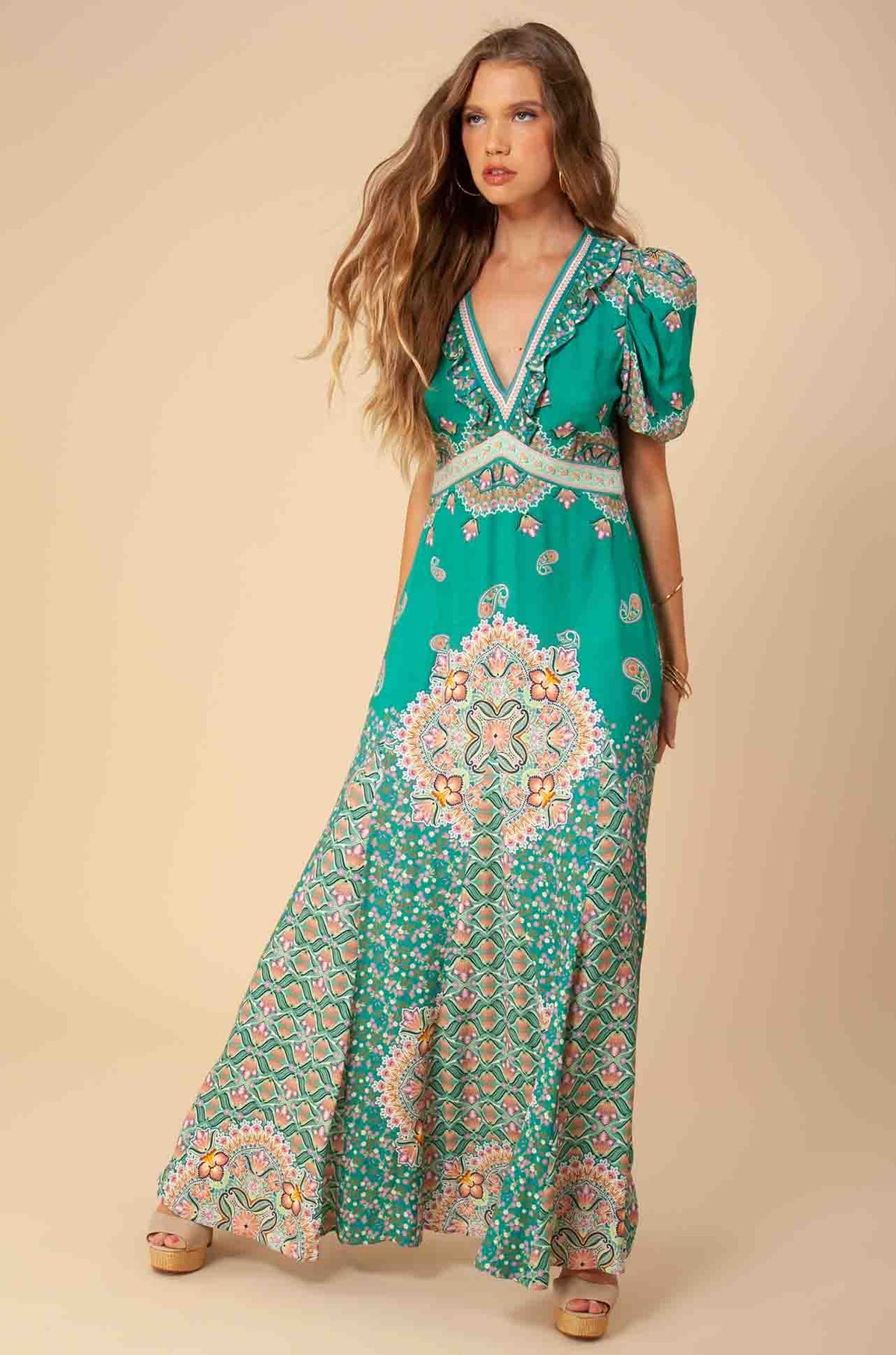 Goya Button Up Maxi Dress Blue - Hale Bob