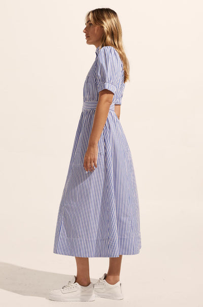 zoe kratzmann - starling dress in cobalt stripe