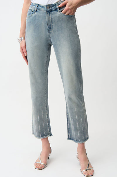Joseph Ribkoff - Straight Crop Jeans with Rhinestones