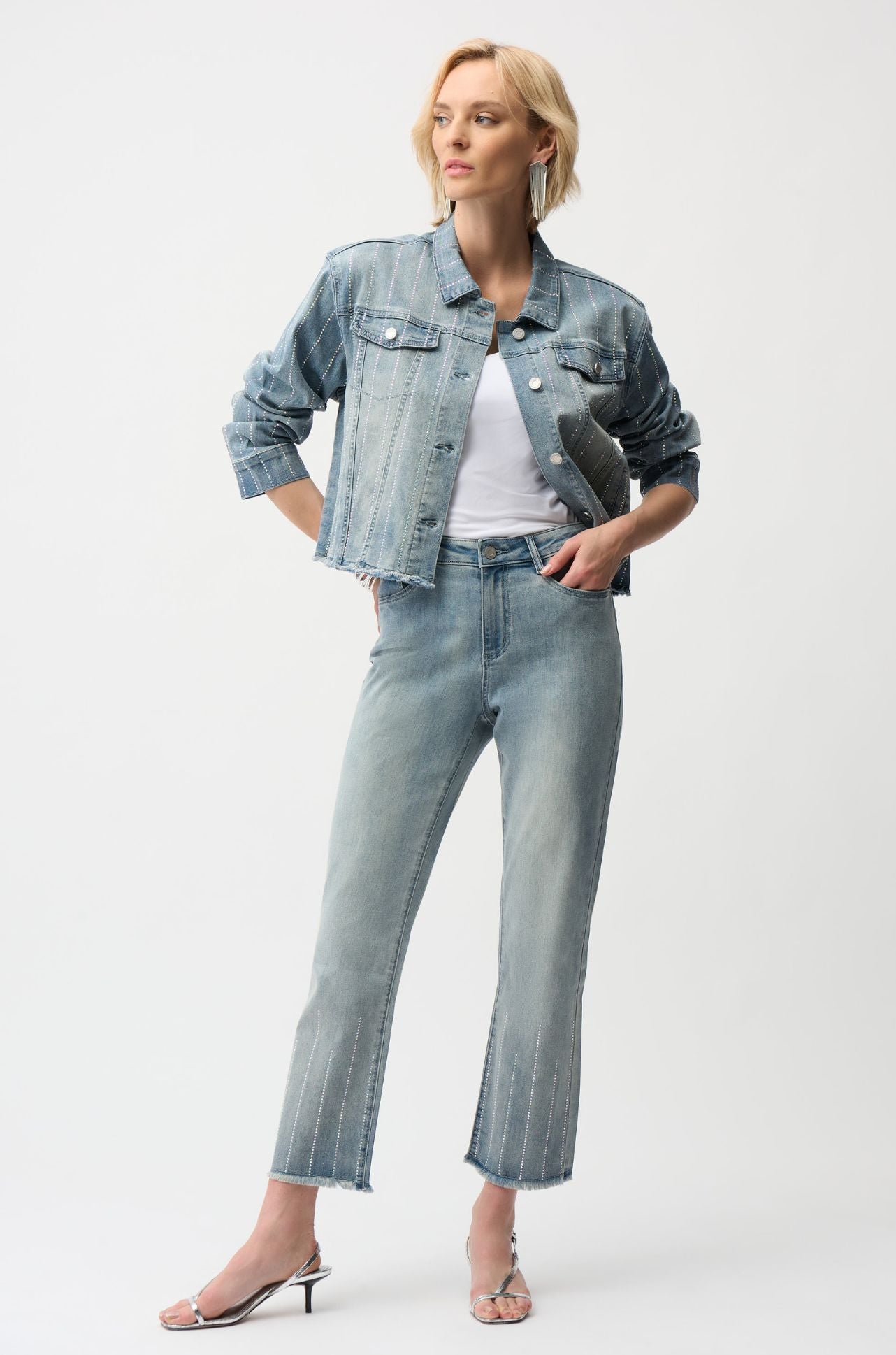 Joseph Ribkoff - Straight Crop Jeans with Rhinestones