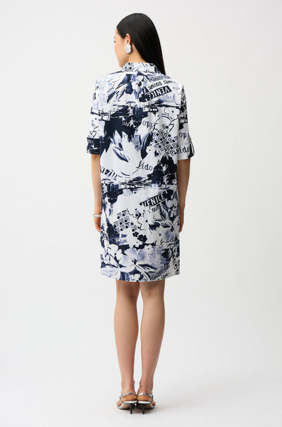 Joseph Ribkoff - Stretch Poplin Conversational Print Shirt Dress