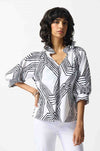 Joseph Ribkoff - Stretch Poplin Geometric Print Top