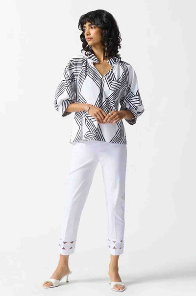 Joseph Ribkoff - Stretch Poplin Geometric Print Top