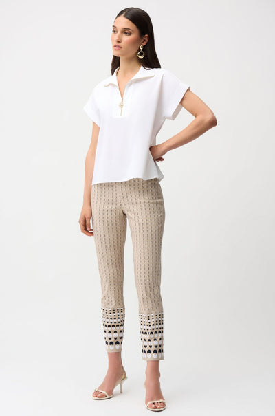 Joseph Ribkoff - Stretch Poplin Straight Top with Zipped Neckline