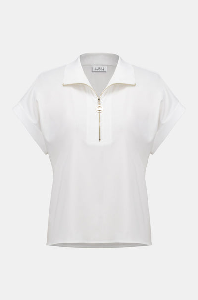 Joseph Ribkoff - Stretch Poplin Straight Top with Zipped Neckline
