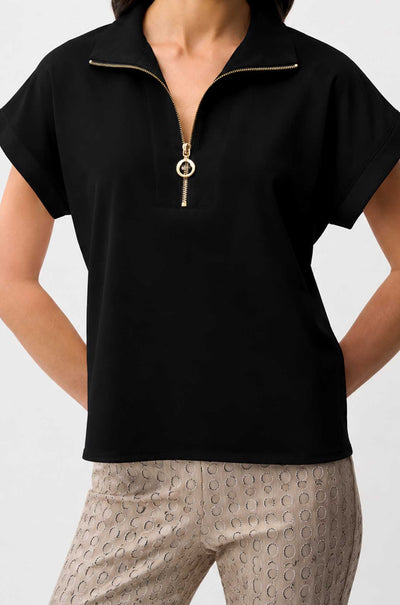 Joseph Ribkoff - Stretch Poplin Straight Top with Zipped Neckline