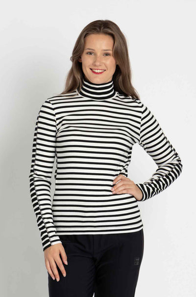 Marc Cain - Striped High Neck L/S Tee