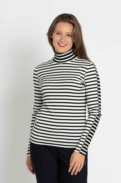 Marc Cain - Striped High Neck L/S Tee