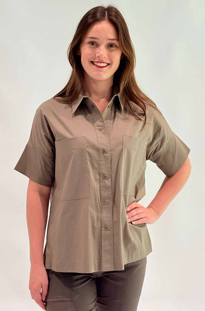 Mela Purdie - Stud Shell Shirt in Fossil