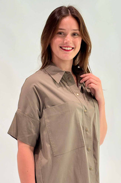 Mela Purdie - Stud Shell Shirt in Fossil