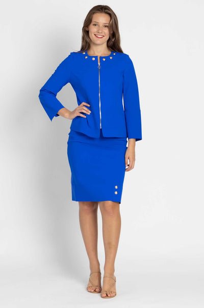 Paula Ryan - Stud Trim Jacket in Greek Blue