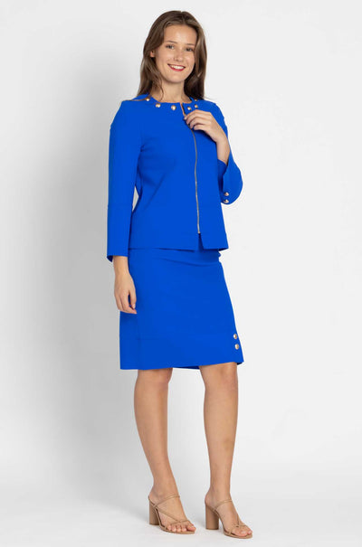 Paula Ryan - Stud Trim Jacket in Greek Blue