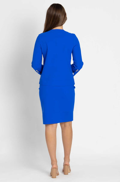 Paula Ryan - Stud Trim Pencil Skirt in Greek Blue
