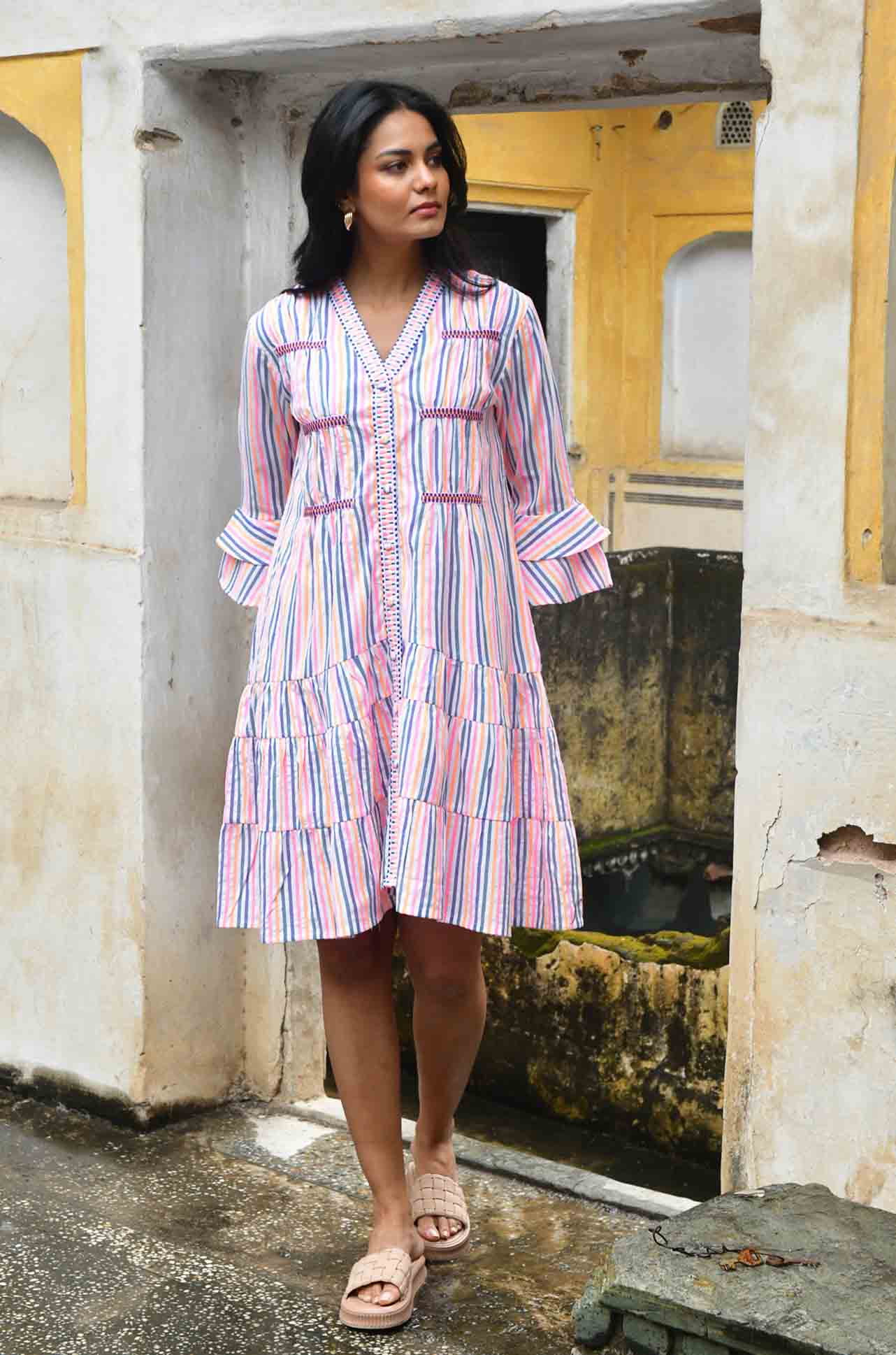 Azure and Indigo - Sunset Swing Dress