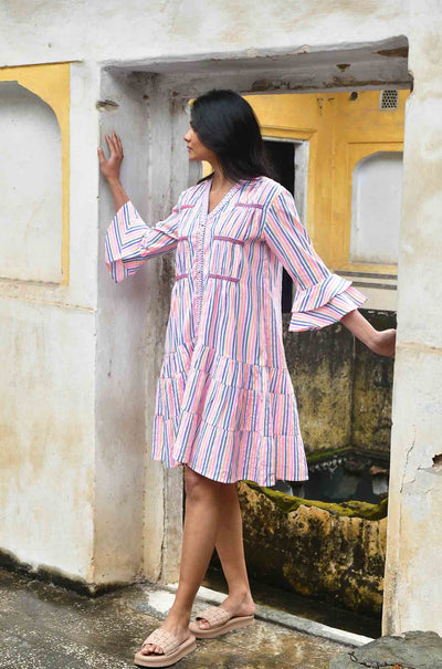 Azure and Indigo - Sunset Swing Dress