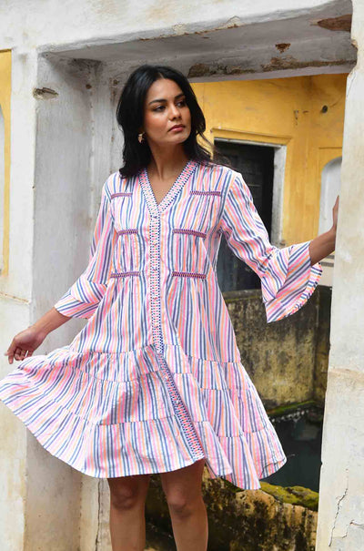 Azure and Indigo - Sunset Swing Dress