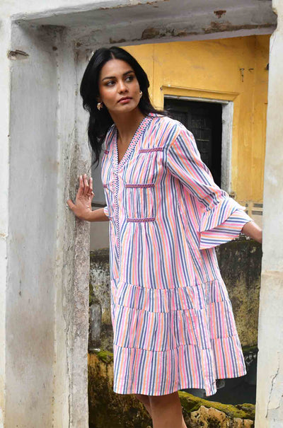 Azure and Indigo - Sunset Swing Dress