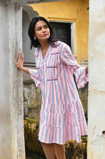 Azure and Indigo - Sunset Swing Dress