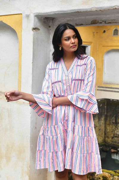 Azure and Indigo - Sunset Swing Dress