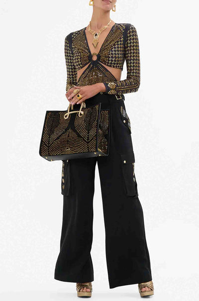 Camilla - They Call Her Nefertari Mesh Cut Out Bodysuit w/ Trim