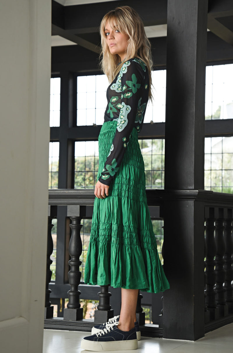 Trelise Cooper - Twill Standing Scrunchie Bar Skirt in Green