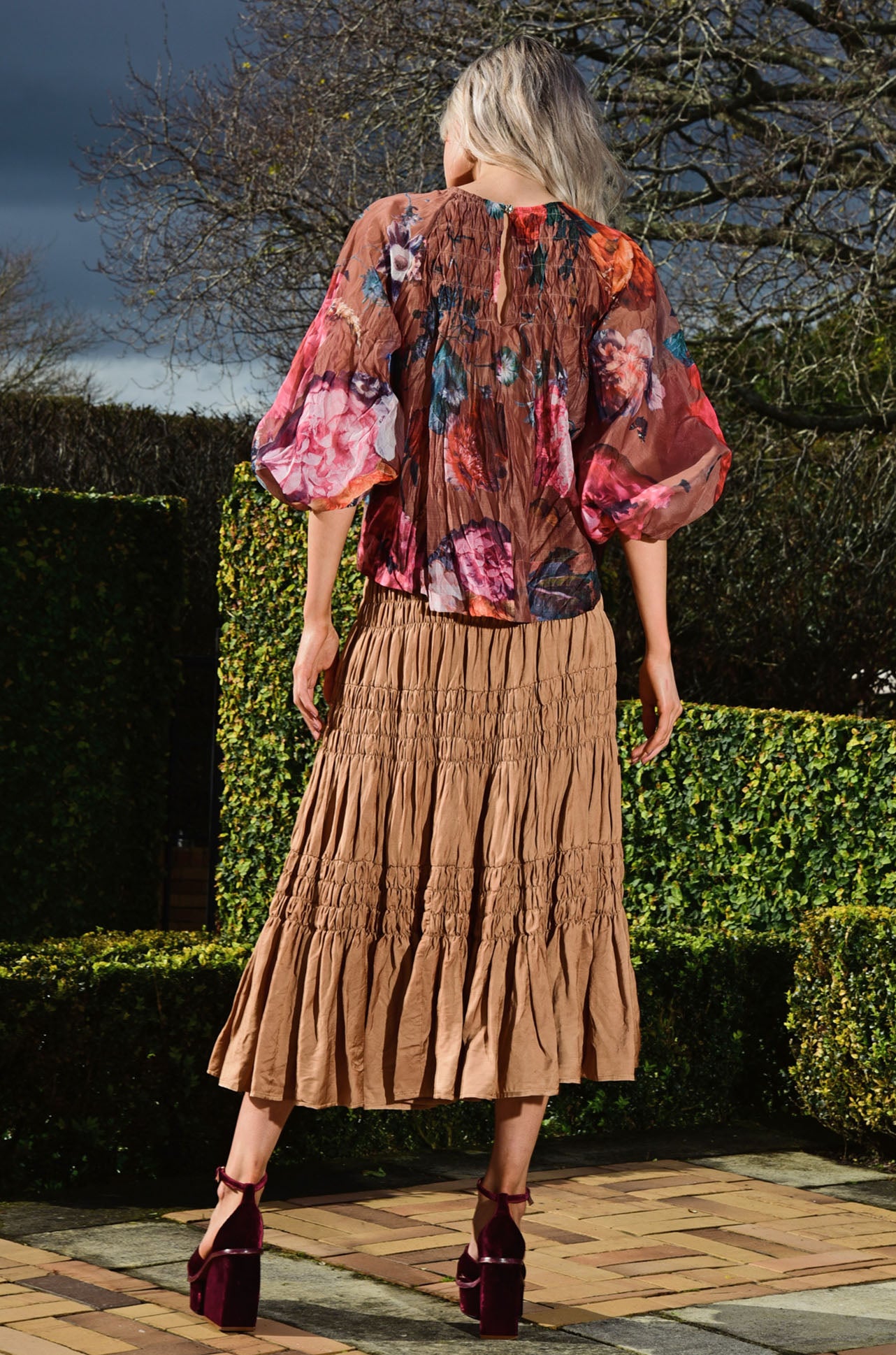 Trelise Cooper - Twill Standing Scrunchie Bar Skirt in Toffee