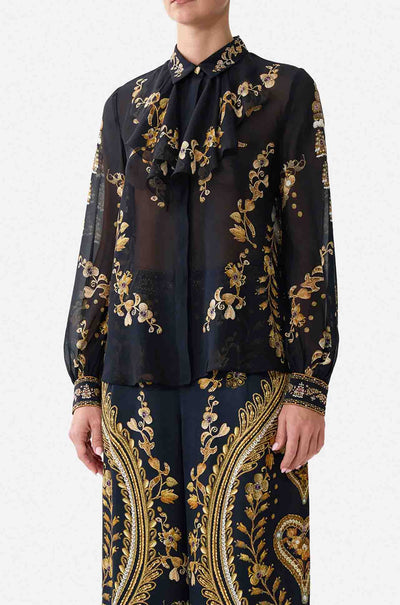 Camilla - Taurus Rising Collared Shirt w/ Frill Neck Detail