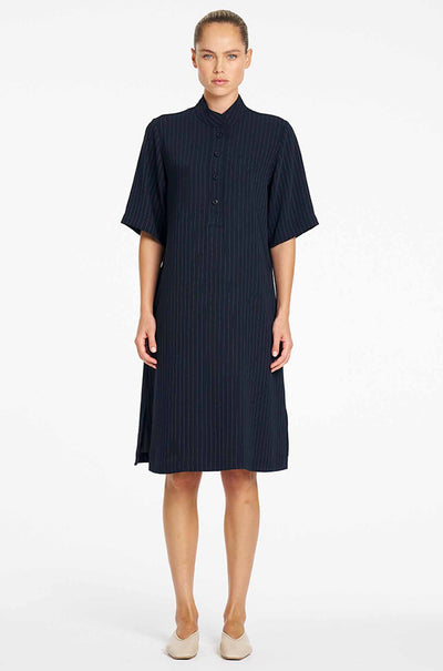 Mela Purdie - Tab Plaza Dress in Suit Stripe