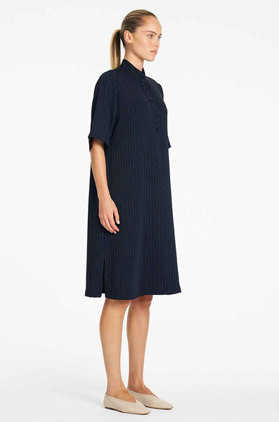 Mela Purdie - Tab Plaza Dress in Suit Stripe