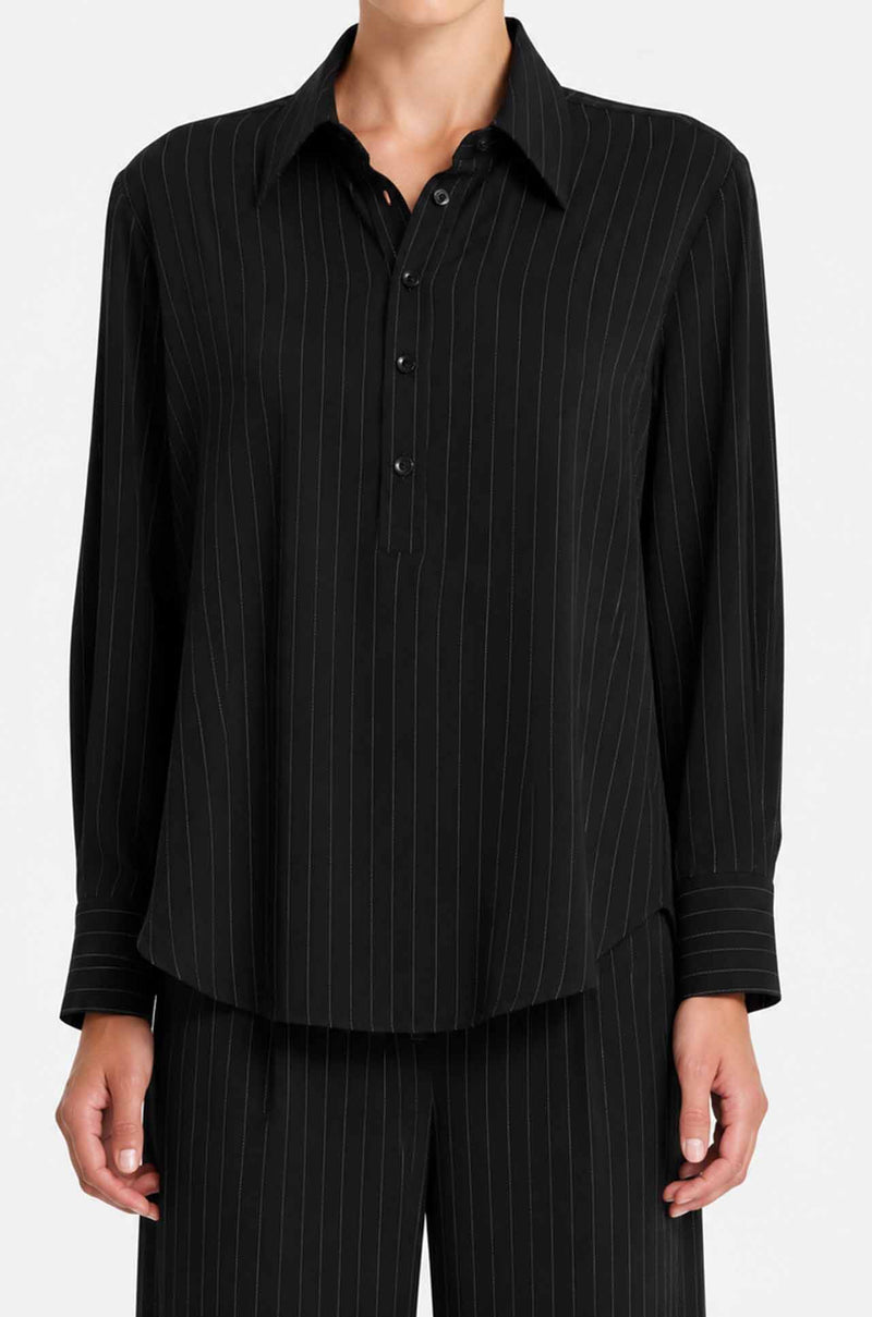 Mela Purdie - Tab Shirt in Suit Stripe