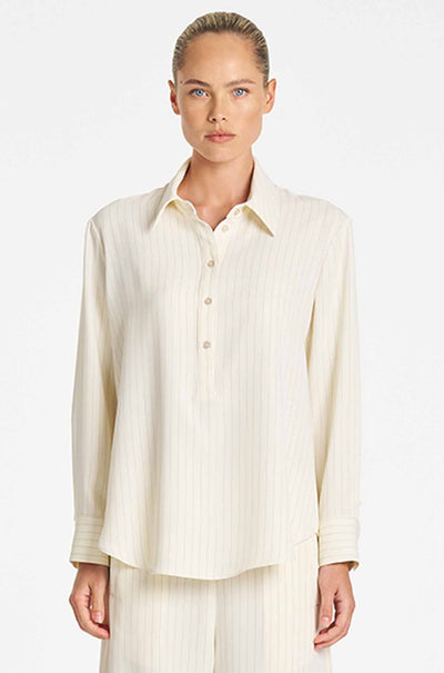 Mela Purdie - Tab Shirt in Suit Stripe