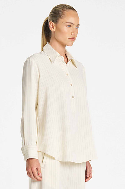 Mela Purdie - Tab Shirt in Suit Stripe