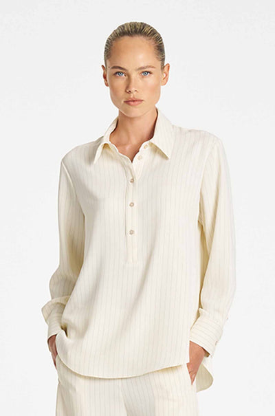 Mela Purdie - Tab Shirt in Suit Stripe