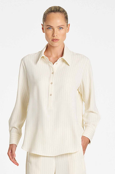 Mela Purdie - Tab Shirt in Suit Stripe