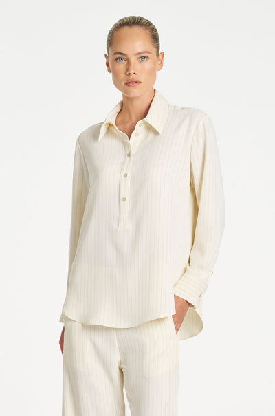 Mela Purdie - Tab Shirt in Suit Stripe