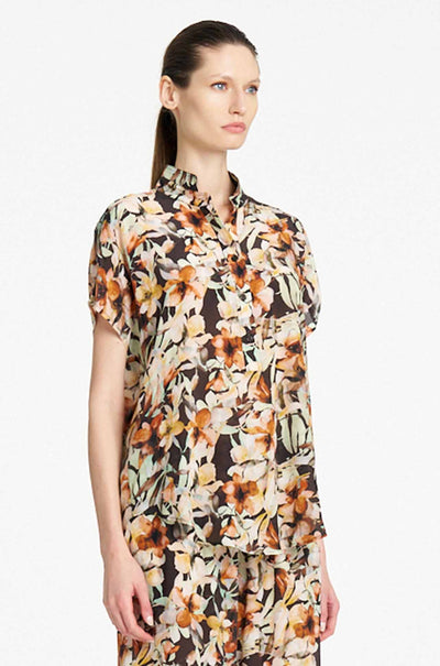 Mela Purdie - Tab Stand Shirt in Mint Floral Print