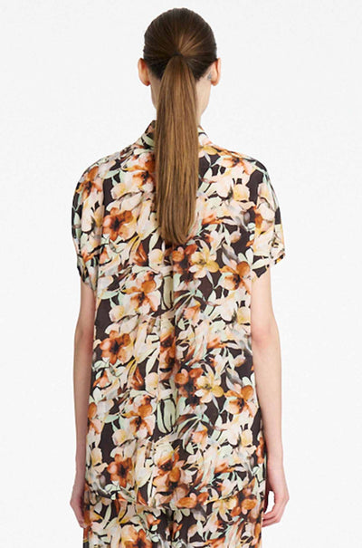 Mela Purdie - Tab Stand Shirt in Mint Floral Print