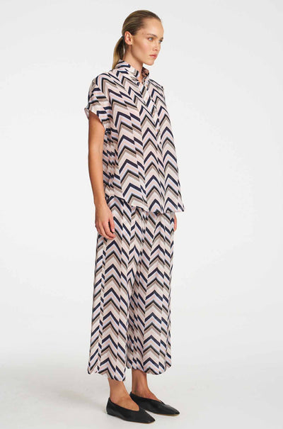 Mela Purdie - Tab Stand Shell in Pleat Print Silk