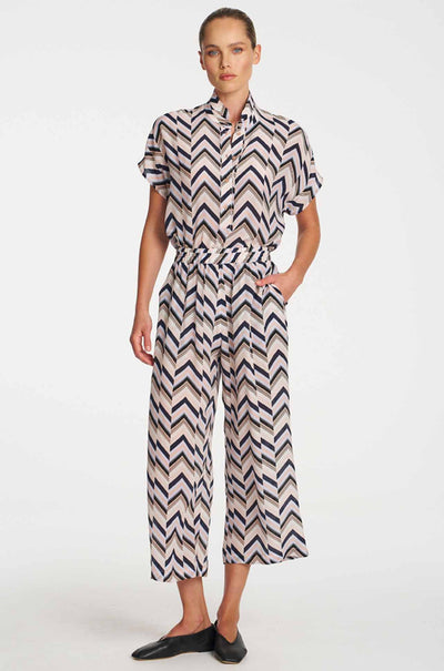 Mela Purdie - Tab Stand Shell in Pleat Print Silk
