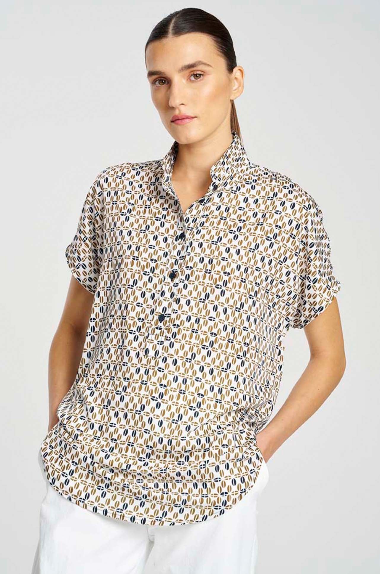 Mela Purdie - Tab Stand Shell in Pendant Print Charmeuse