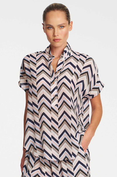Mela Purdie - Tab Stand Shell in Pleat Print Silk