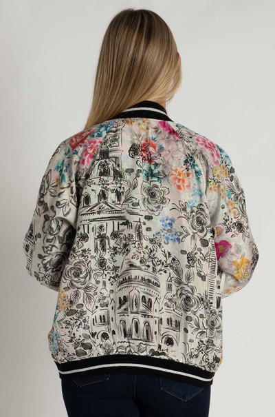 Johnny Was - Tasha Reversible Bomber Jacket in Brush Painted Scarf Print