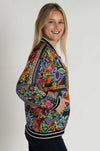 Johnny Was - Tasha Reversible Bomber Jacket in Brush Painted Scarf Print
