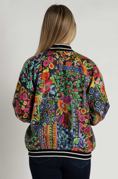 Johnny Was - Tasha Reversible Bomber Jacket in Brush Painted Scarf Print